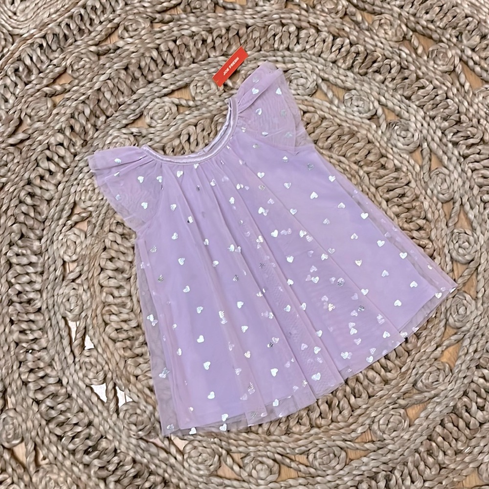 JOE FRESH Purple Dress with Hearts, 6-12M